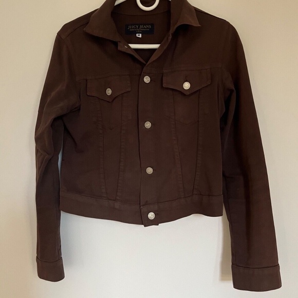 Vintage Juicy Couture Brown Denim-Style Jacket Size M - Picture 1 of 2